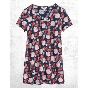 Seasalt Cornwall Organic Cotton Top US 14 Navy Floral Shell Print Short Sleeve